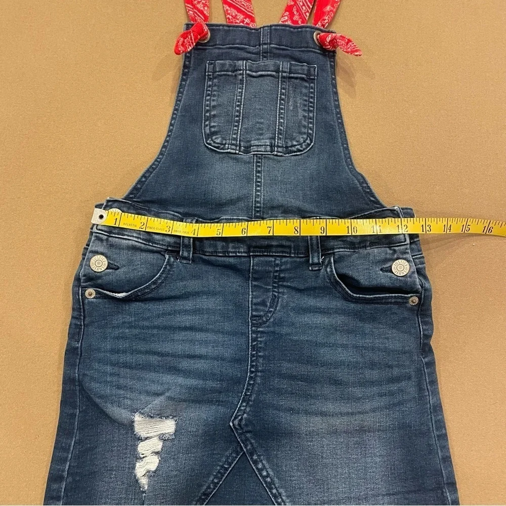 Girl’s Justice Denim Overall Skirt with Red Bandana Straps Size 10